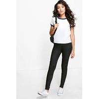 Biker Ribbed Knee Denim Look Jeggings - black