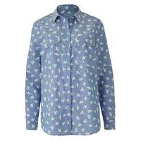 bird print chambray shirt