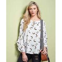 bird ruffle sleeve blouse with tie neck