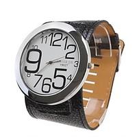 Big Number PU Band Quartz Wrist Watch For Women(Black) Cool Watches Unique Watches Strap Watch