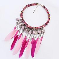 Big Elliptical Tassel Multicolor Feather Turkish Necklaces Acrylic Women\'s Bohemian Beach Choker Necklace Statement Jewelry