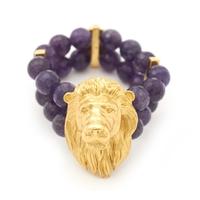 Bill Skinner Gold Plated Amethyst Big Lion Bracelet BSWW021A