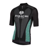 Bianchi Tovel Short Sleeve Jersey - Black/Green - L-XL