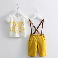 BK 6-12 Y Tiger Boys Tee T-shirt Rompers Strap Shorts Two-piece Suit 016 Summer Kids\' Clothing Set