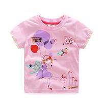 BK 3-6 Y Girls Summer Cartoon Cute Cotton O-neck Short-sleeved T-shirt Tee