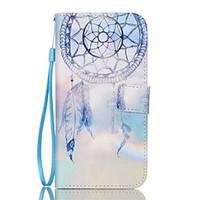 Blue Campanula Pattern PU Material Card Lanyard Case for Samsung Galaxy S7/S7Edge