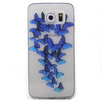 Blue Butterfly Pattern Material TPU Phone Case For Samsung Galaxy S5 S6 S7 S6 Edge S7 Edge