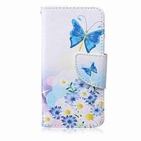 Blue Butterfly Painting PU Phone Case for apple iTouch 5 6