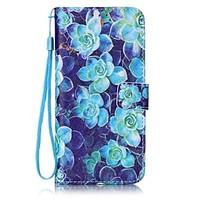 Blue Begonia Painted PU Leather Material of the Card Holder Phone Case Foramsung GalaxyS4 S5 S6 S6 Edge S7 S7 Edge