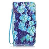 blue begonia painted pu leather material of the card holder phone case ...