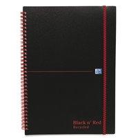 Black N Red Recycled A4 Wirebound Elasticated Notebook - 5 Pack