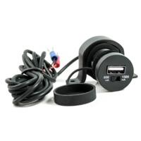 Black 12v & 24v Usb Charging Socket With Amp Selector Switch