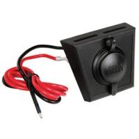 Black 12v & 24v Single Power Socket & Mounting Panel