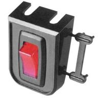 black red illuminated rocker switch with mounting panel