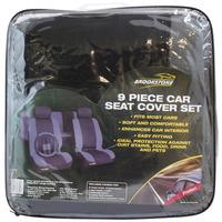 Black & Grey 9 Piece Car Seat Cover Set