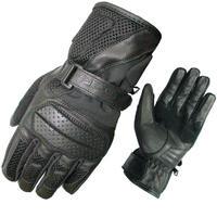 Black Airflow Leather Motorcycle Gloves