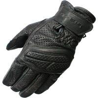 Black Active Leather Motorcycle Gloves