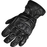 Black Track Short Leather Motorcycle Gloves