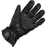 black track short leather motorcycle gloves