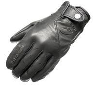 black static leather motorcycle gloves