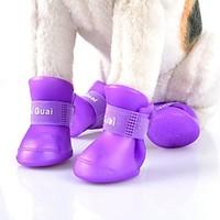 Blue/Black/Purple/Yellow/Pink Waterproof Multicolors Deslick Rubber Rain Shoes for Pets