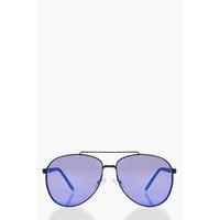 Blue Revo Flat Lense Aviator Sunglasses - blue