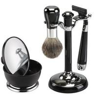 Black Shaving Set With Mirror Shaving Bowl