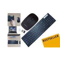 Black Slim 2.4GHZ Wireless Keyboard and Cordless Optical Mouse Combo