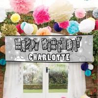 Black Glitz Personalised Party Banner