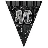 Black And Silver \'40\' Unique Party Pendant Bunting