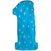 Blue Number 1 Sparkly Foil Balloon