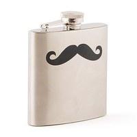 Black Moustache Stainless Steel Hip Flask
