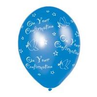 Blue Confirmation Printed Pack Of 6 Latex Balloons