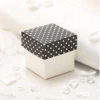 Black and Ivory Polka Dot Favour Box Pack 10