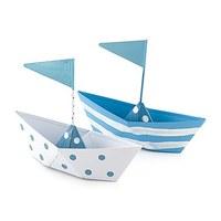 Blue and White Polka Dot and Striped Boat Favours
