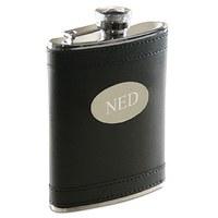 black faux leather large hip flask