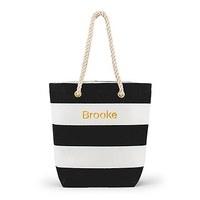 bliss striped tote black and white