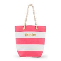 Bliss Striped Tote - Pink and White