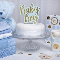 Blue & Gold Foil Baby Boy Cake Topper