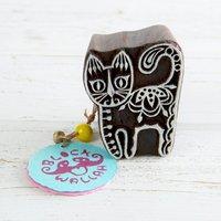 Blockwallah Stamp - Curious Cat 368748