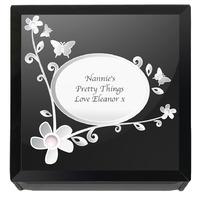 Black Flowers & Butterfly Trinket Box Customised