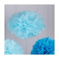 blue paper pompoms 5 pack