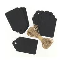 Black Gift Tags with Twine 20 Pack