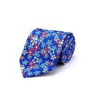 Blue/Pink Floral - Printed Silk Tie