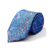 Blue/Lilac Pink Floral - Printed Silk Tie