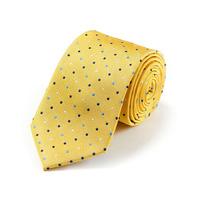 blue dots on yellow woven silk tie