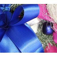 Blue Ribbon and Baubles Christmas Wreath