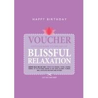 blissful voucher | personalised birthday card