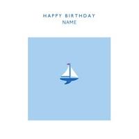 blue boat personalised birthday card