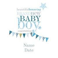 blue baby bunting personalised new baby card